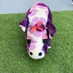 Vtg Commonwealth Pig‎ Stuffed Animal Plush Carnival Purple Flowers Bow Mass LLC